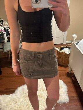 Khaki cargo mini skirt with pockets